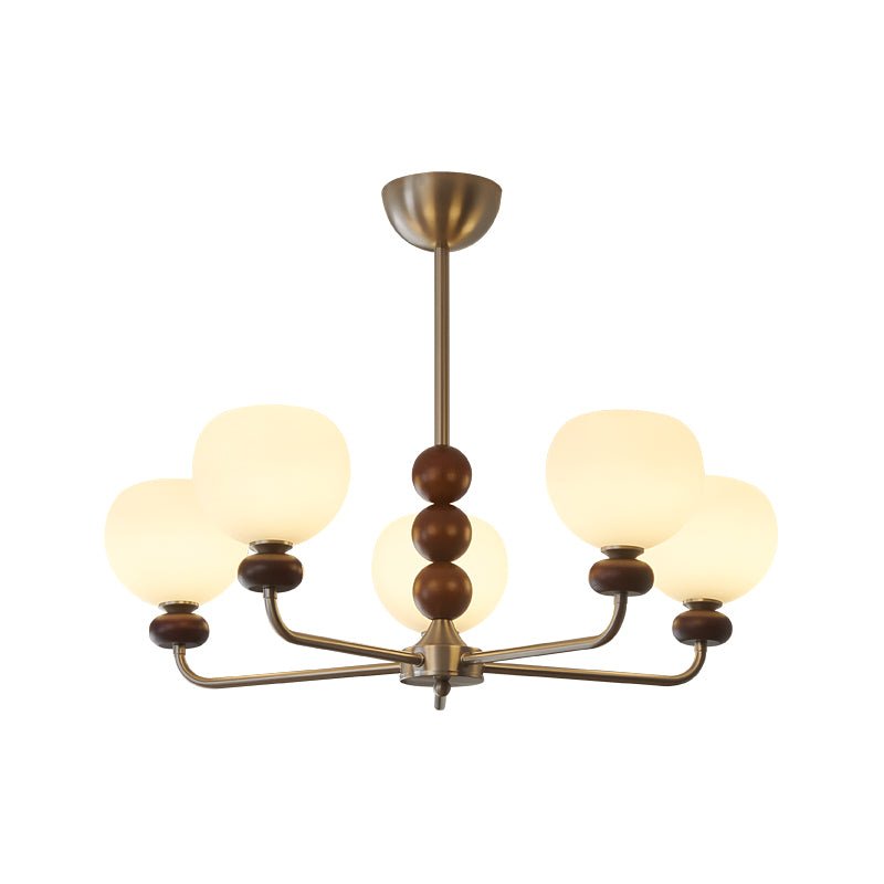 Vilorira Chandelier Classique Orbe Bois Noyer Verre Traditionnel - Neutralighting