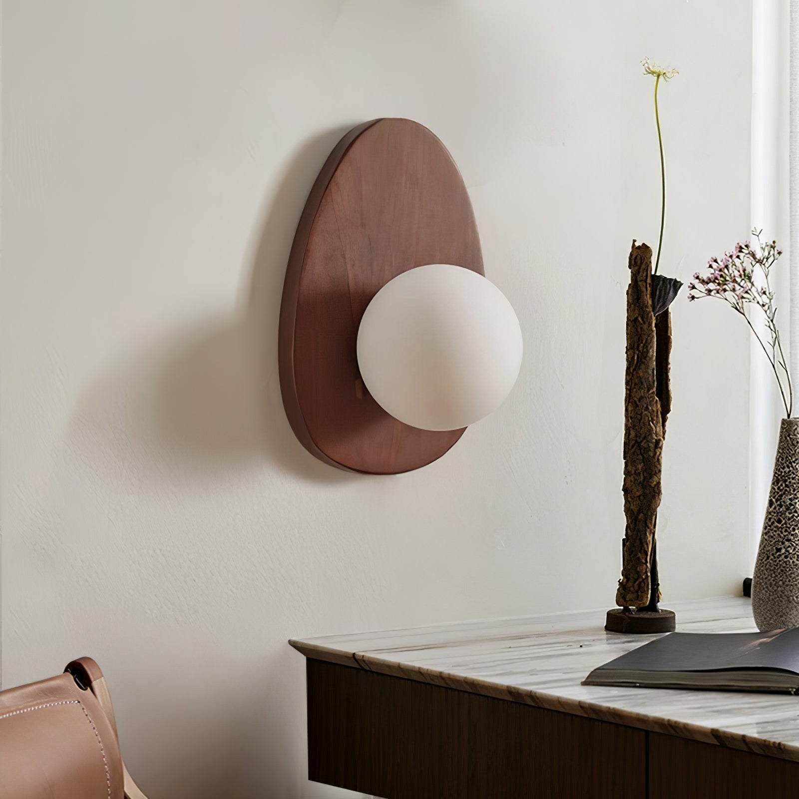 Ephael Applique Murale en Noyer Verre Premium - Neutralighting