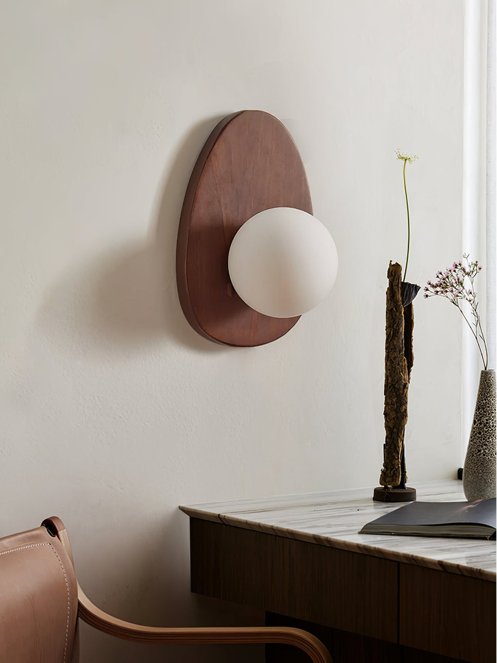 Ephael Applique Murale en Noyer Verre Premium - Neutralighting