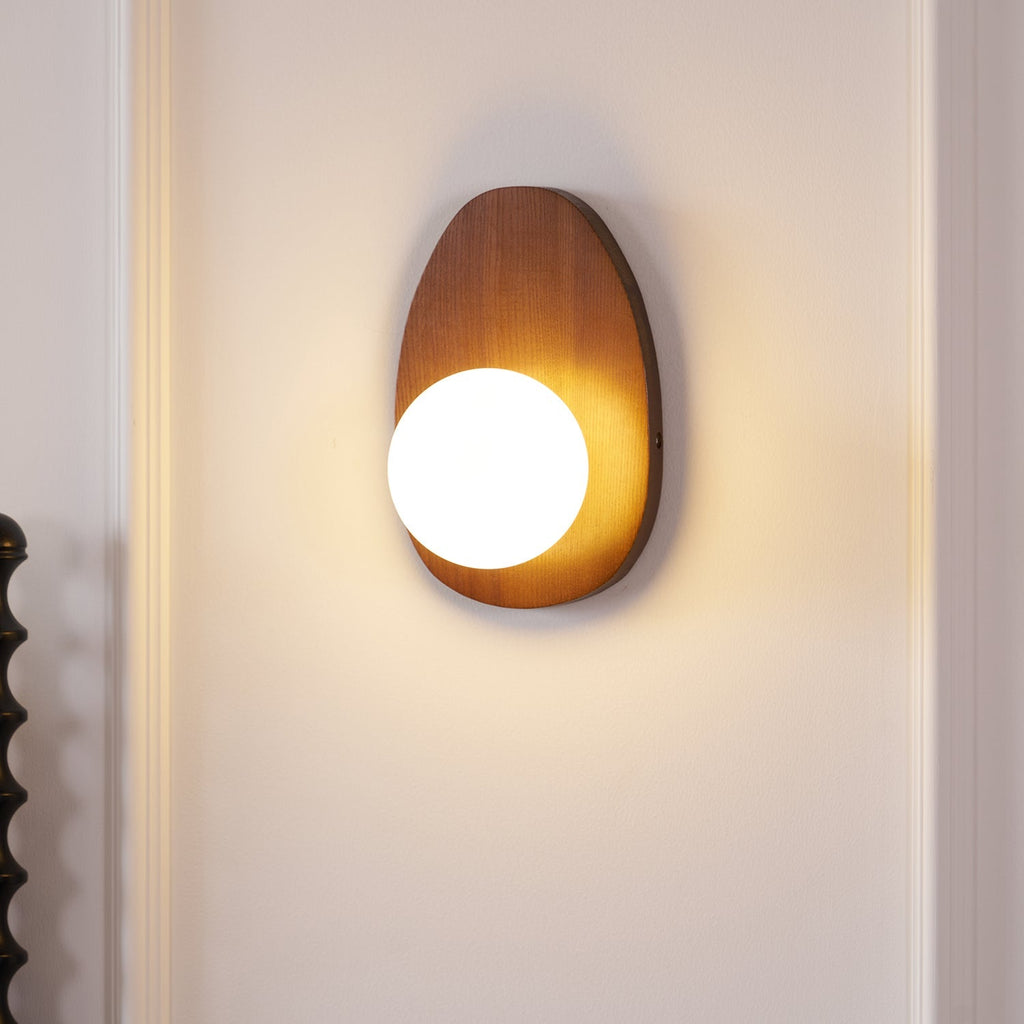 Nylaeiel Nordic Art Plug-in Walnut Glass Wood Wall Lamp - Neutralighting