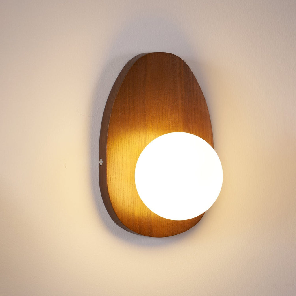 Nylaeiel Nordic Art Plug-in Walnut Glass Wood Wall Lamp - Neutralighting