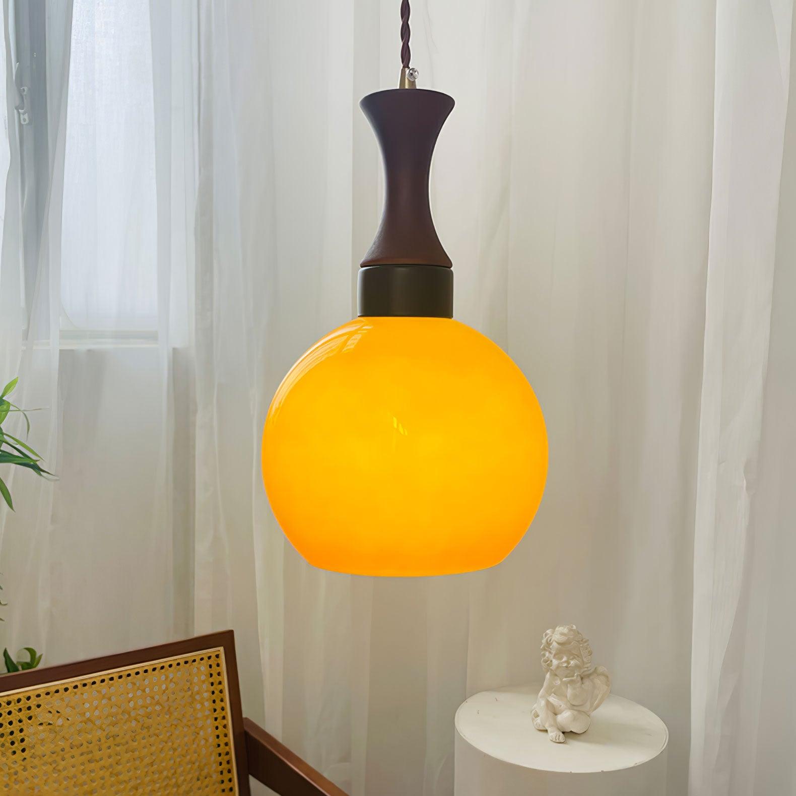 Orbique Lampe Suspension Bois Verre Moderne Minimaliste - Neutralighting