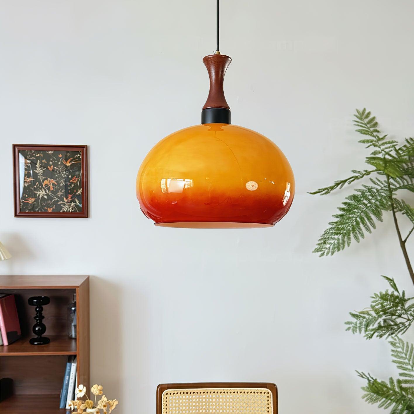 Orbique Lampe Suspension Bois Verre Moderne Minimaliste - Neutralighting