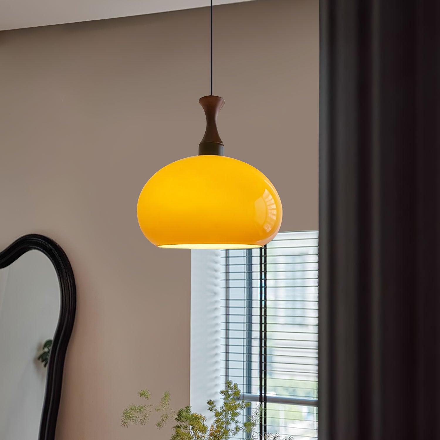 Orbique Lampe Suspension Bois Verre Moderne Minimaliste - Neutralighting