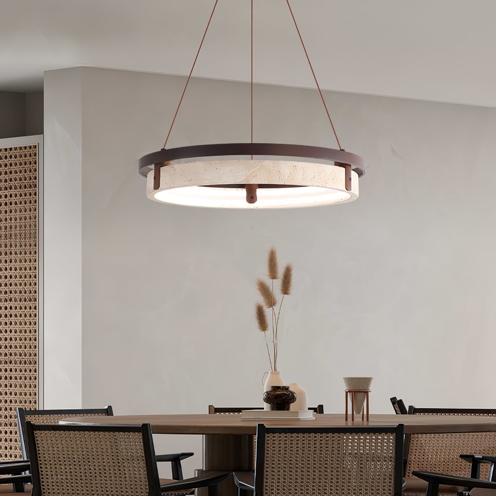 Veraearae Suspension Moderne en Travertin - Neutralighting