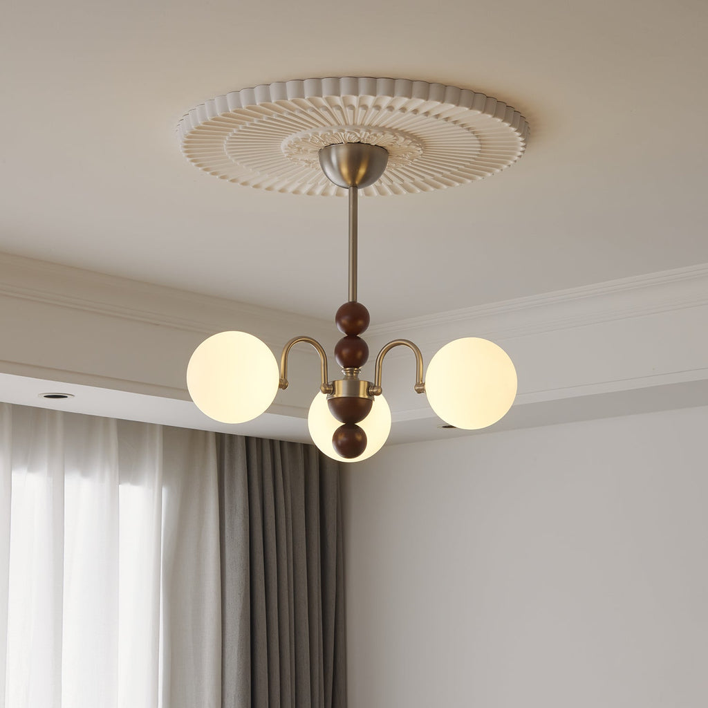 Orbital Chandelier Bois Verre Art Nordique Premium Courbe - Neutralighting