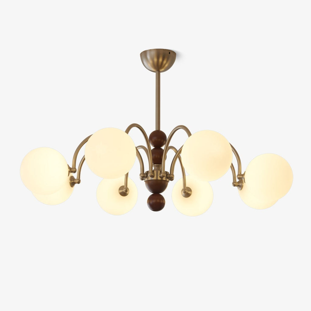 Orbital Chandelier Bois Verre Art Nordique Premium Courbe - Neutralighting