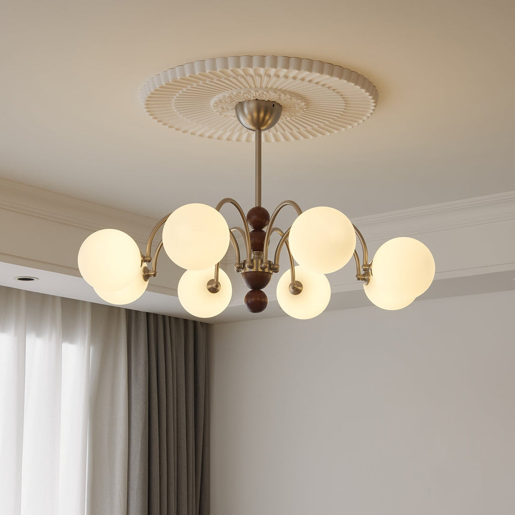 Orbital Chandelier Bois Verre Art Nordique Premium Courbe - Neutralighting