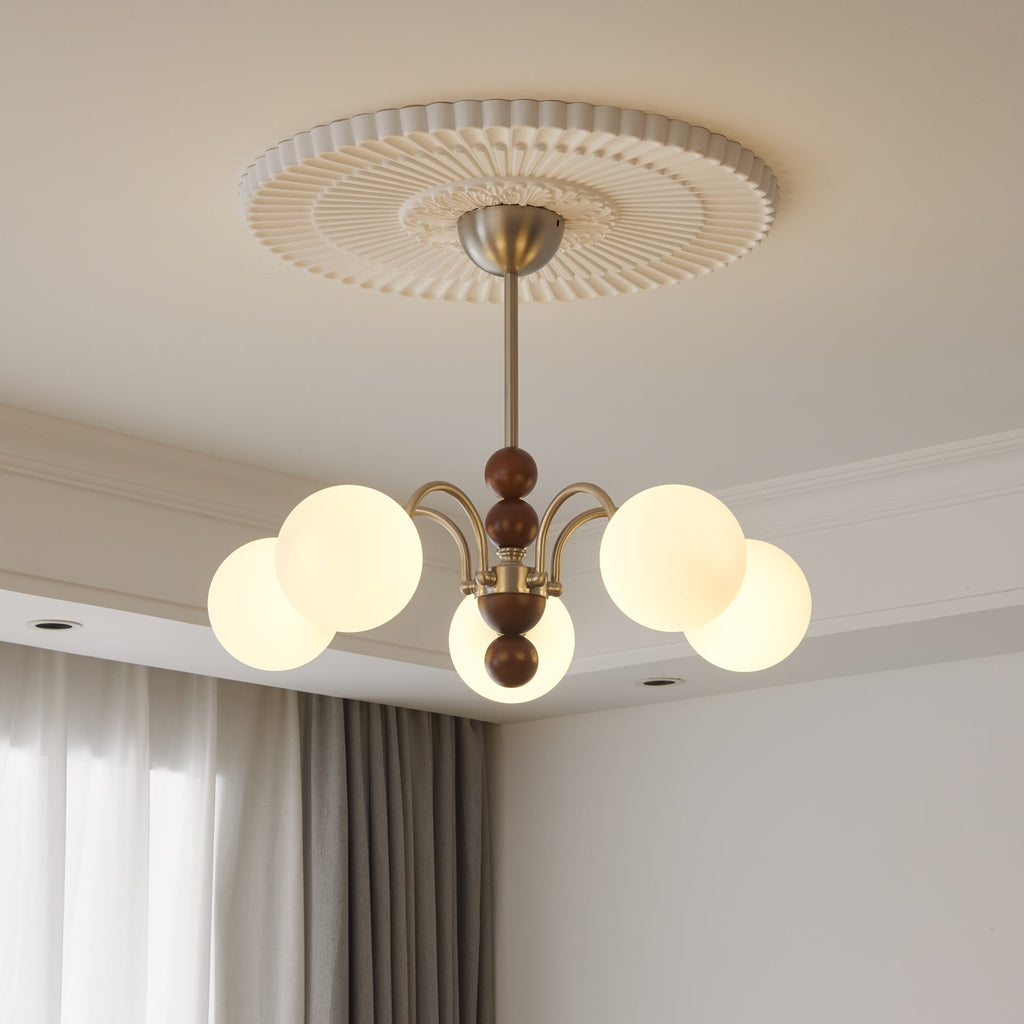 Orbital Chandelier Bois Verre Art Nordique Premium Courbe - Neutralighting