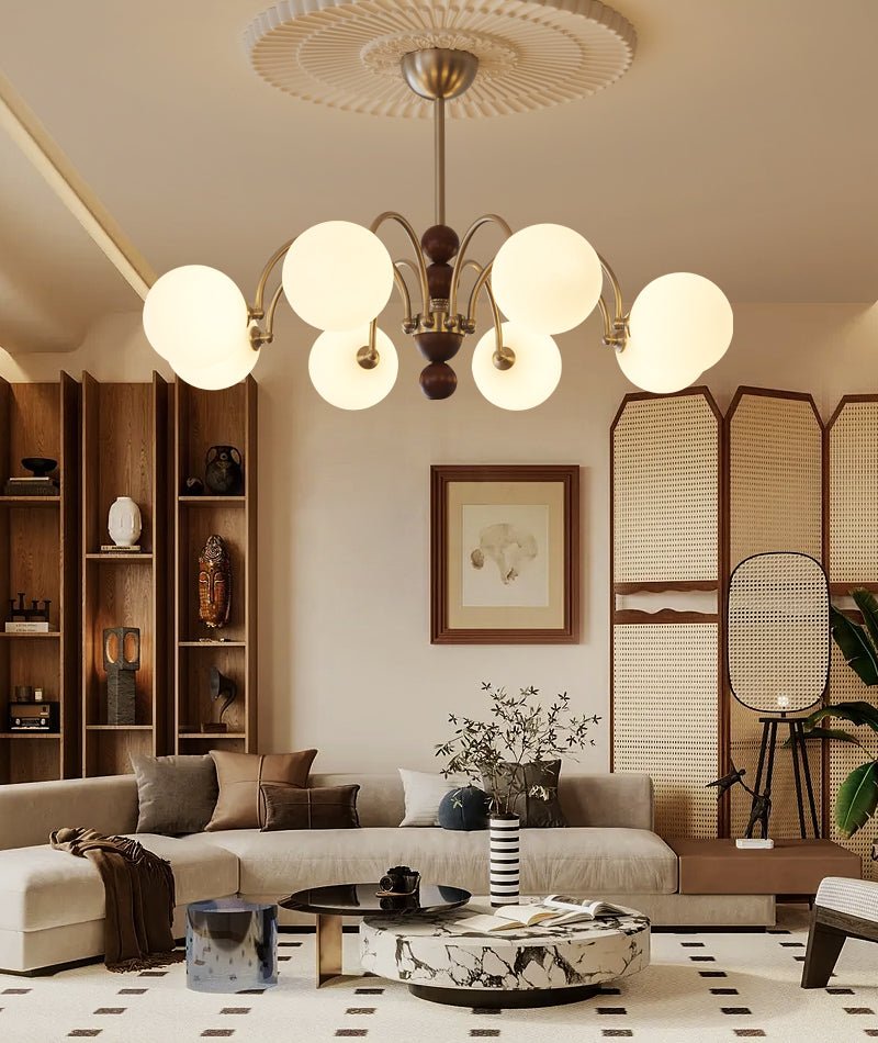 Orbital Chandelier Bois Verre Art Nordique Premium Courbe - Neutralighting
