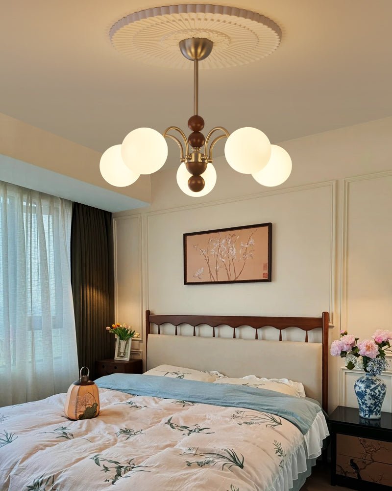 Orbital Chandelier Bois Verre Art Nordique Premium Courbe - Neutralighting