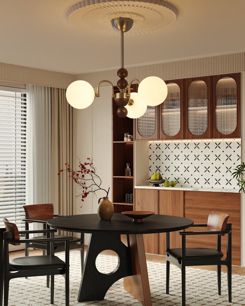 Orbital Chandelier Bois Verre Art Nordique Premium Courbe - Neutralighting