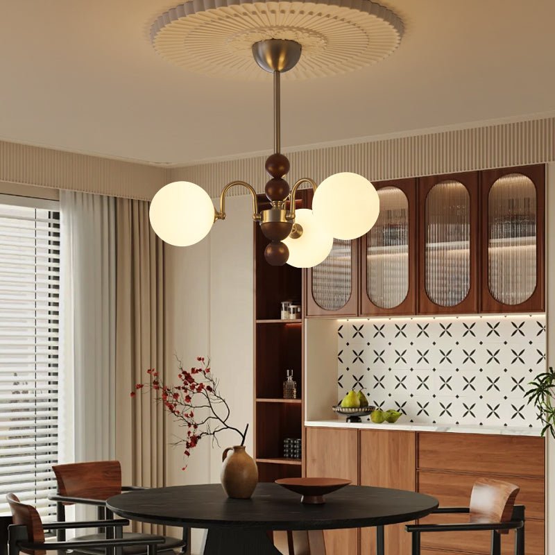 Orbital Chandelier Bois Verre Art Nordique Premium Courbe - Neutralighting
