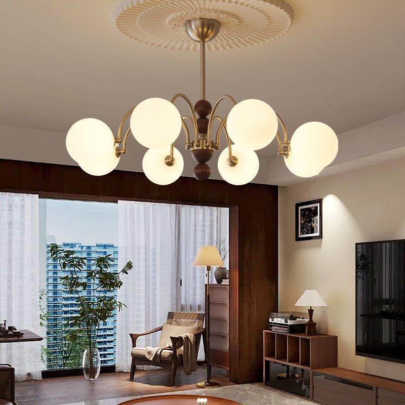Orbital Chandelier Bois Verre Art Nordique Premium Courbe - Neutralighting