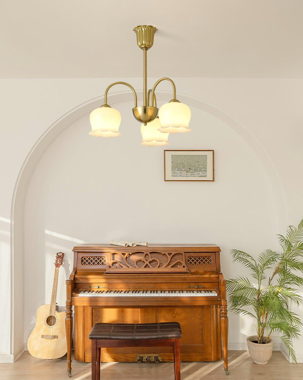 Lustra Chandelier Laiton Bras Courbé Élégant - Neutralighting