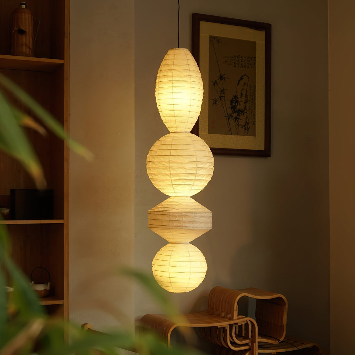 Elthayra Lampe Suspendue Lampe à Lanterne en Bambou Série Naturelle - Neutralighting
