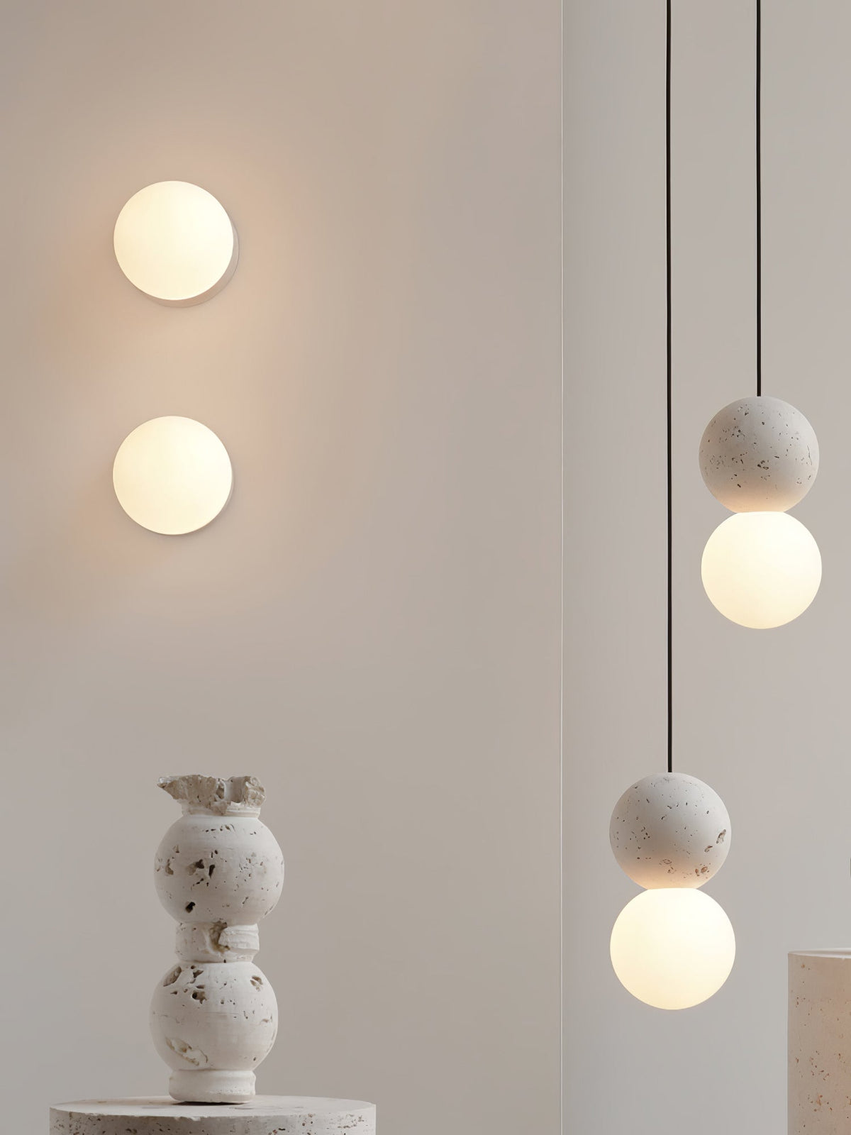 Lustra Applique Murale Béton Verre Opale - Neutralighting