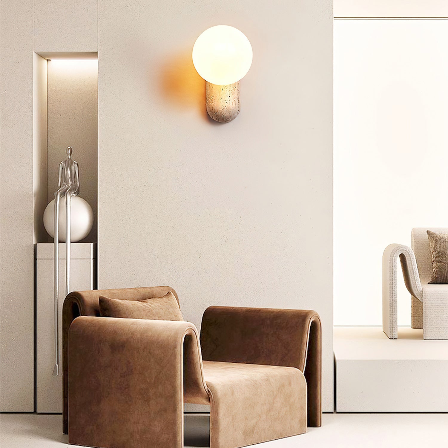 Colaeira Applique Murale Moderne Minimaliste en Travertin - Neutralighting