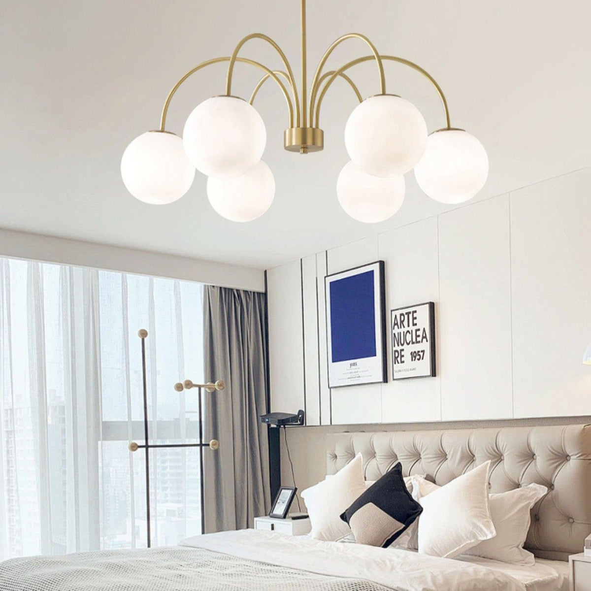 Lustra Chandelier Orillia Brass Globe Modern - Neutralighting