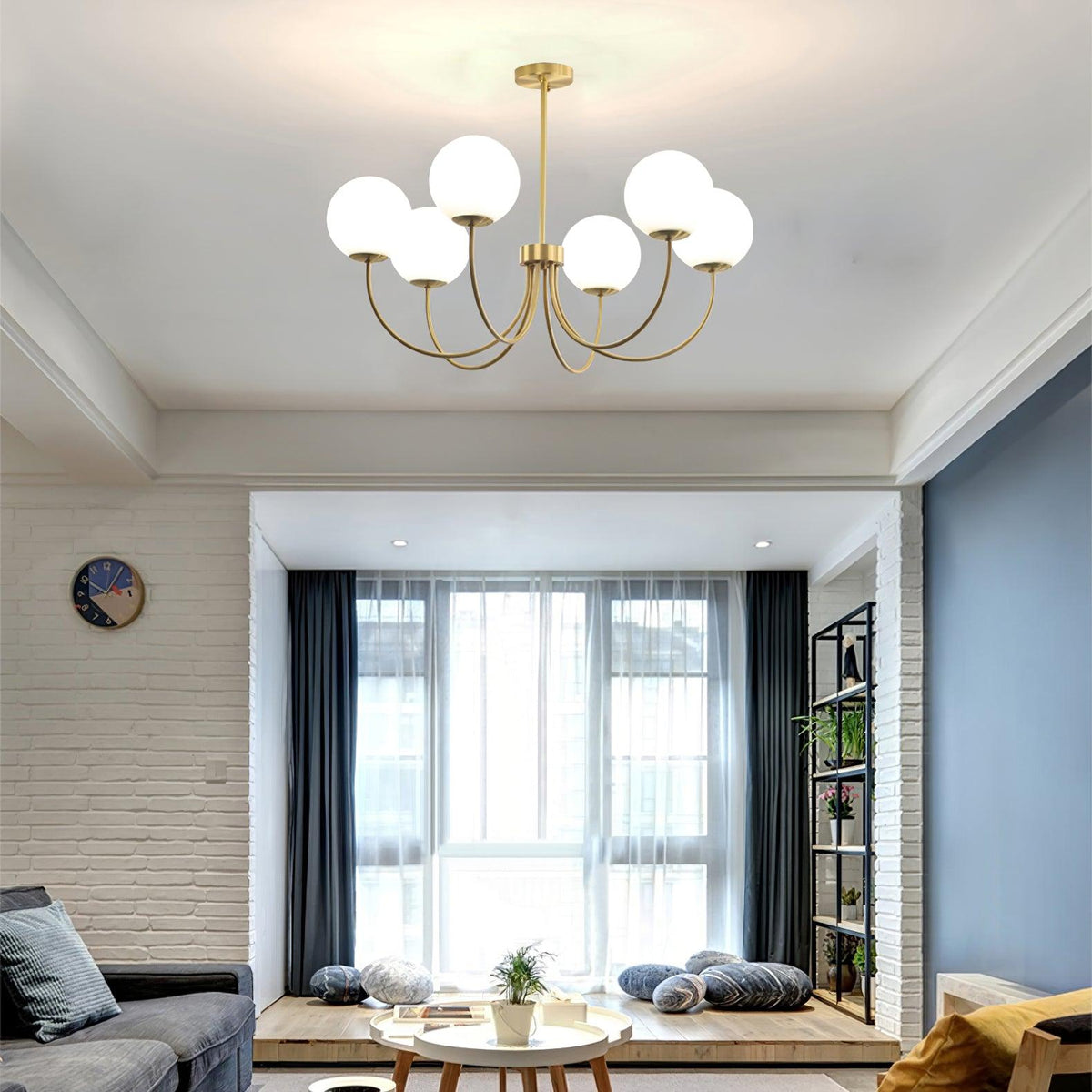 Lustra Chandelier Orillia Brass Globe Modern - Neutralighting