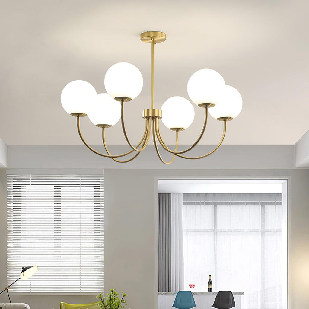 Lustra Chandelier Orillia Brass Globe Modern - Neutralighting