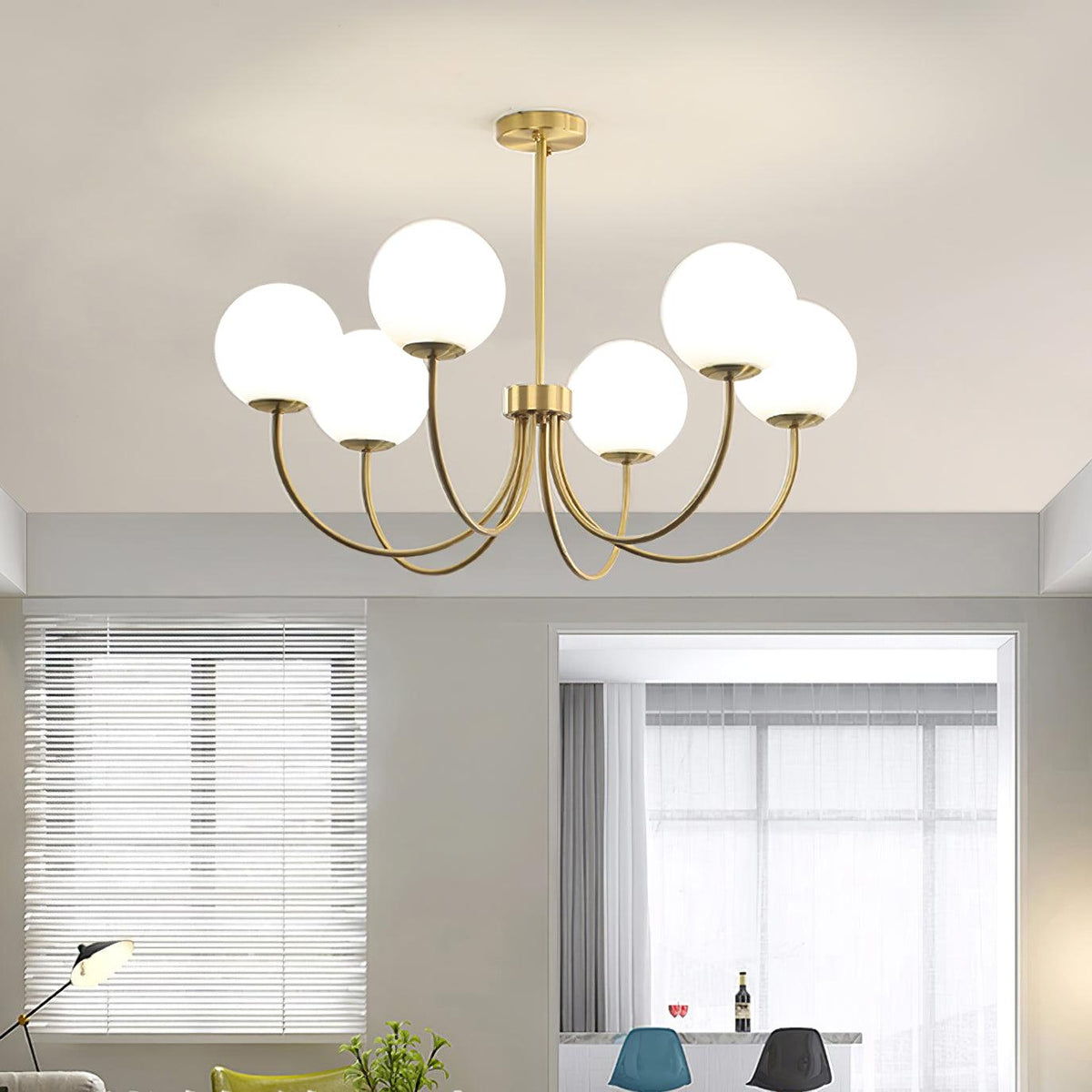 Lustra Chandelier Orillia Brass Globe Modern - Neutralighting