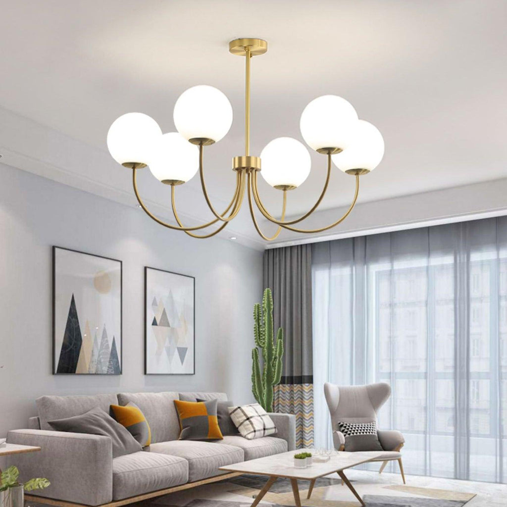 Lustra Chandelier Orillia Brass Globe Modern - Neutralighting