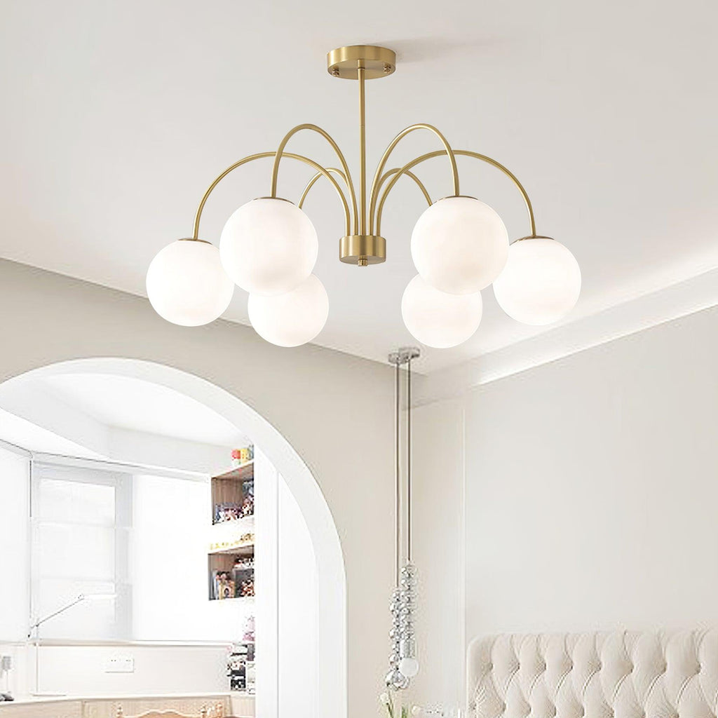 Lustra Chandelier Orillia Brass Globe Modern - Neutralighting