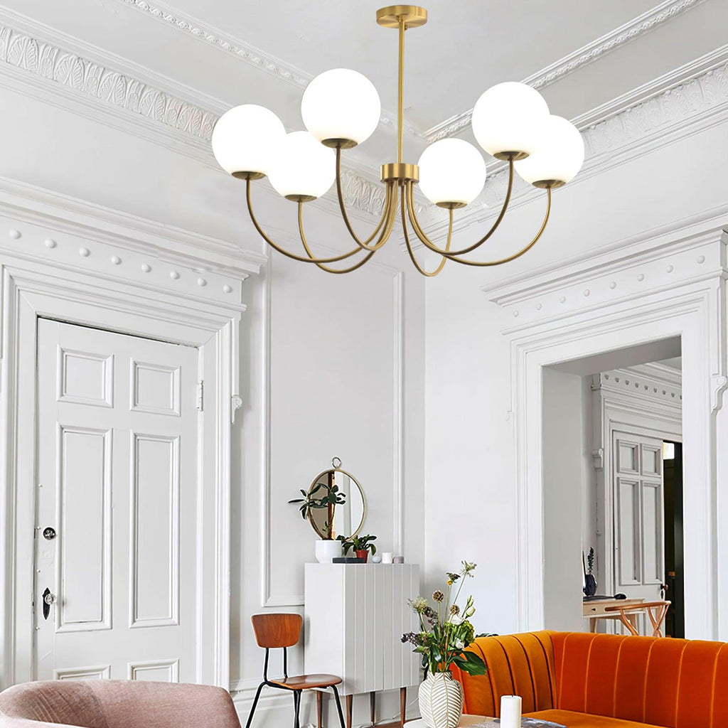 Lustra Chandelier Orillia Brass Globe Modern - Neutralighting