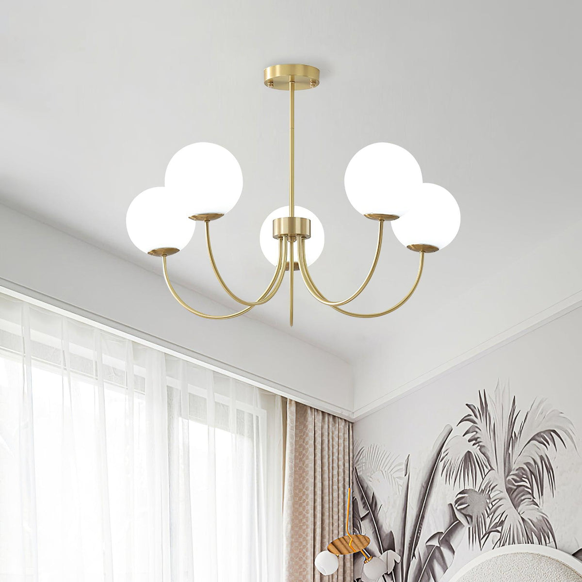 Lustra Chandelier Orillia Brass Globe Modern - Neutralighting