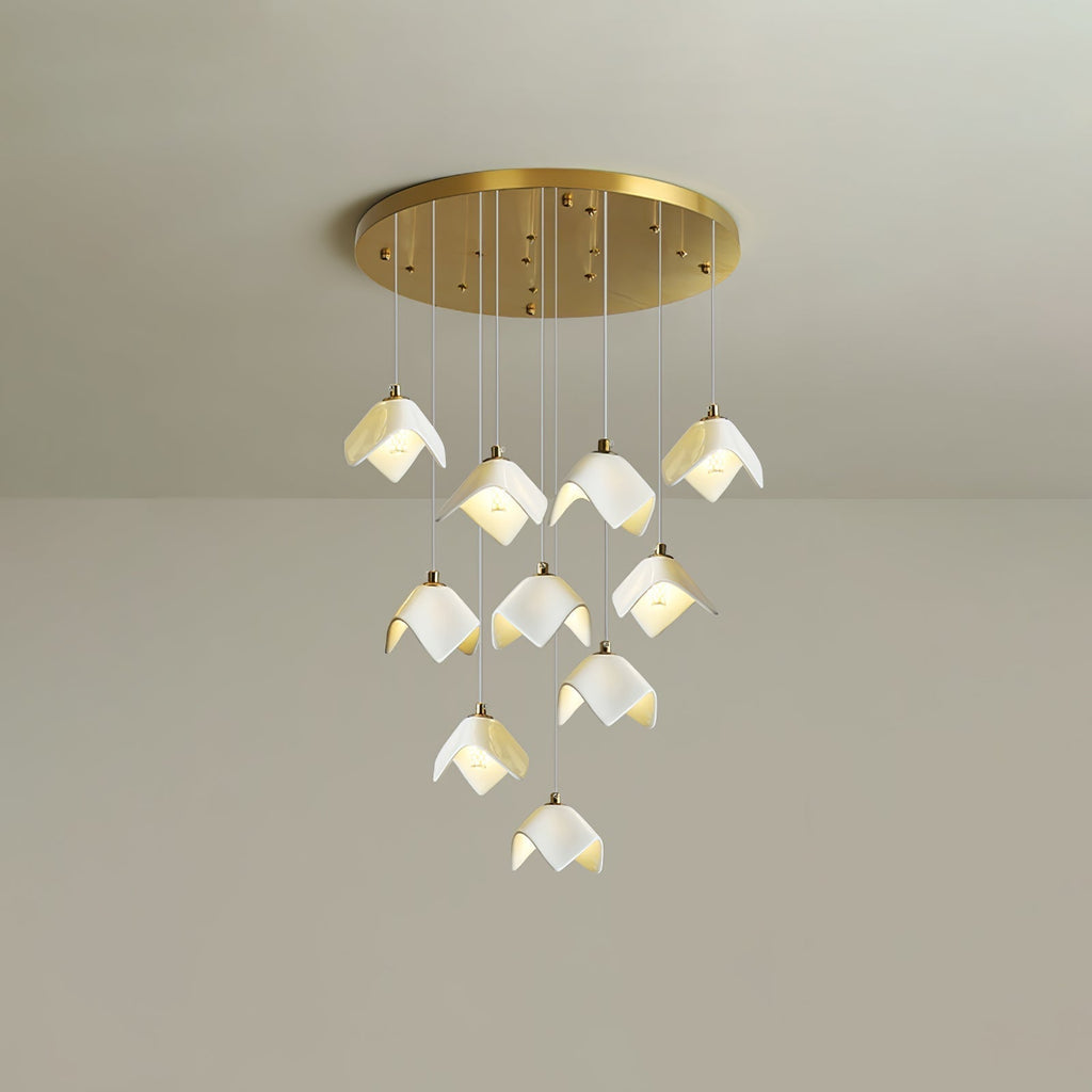 Cithayra Chandelier Géométrique en Verre et Laiton - Neutralighting