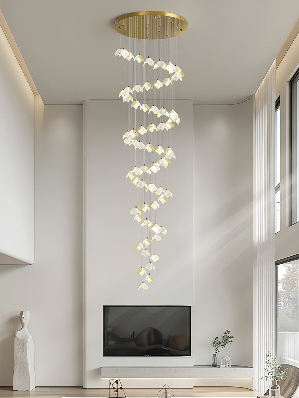 Cithayra Chandelier Géométrique en Verre et Laiton - Neutralighting