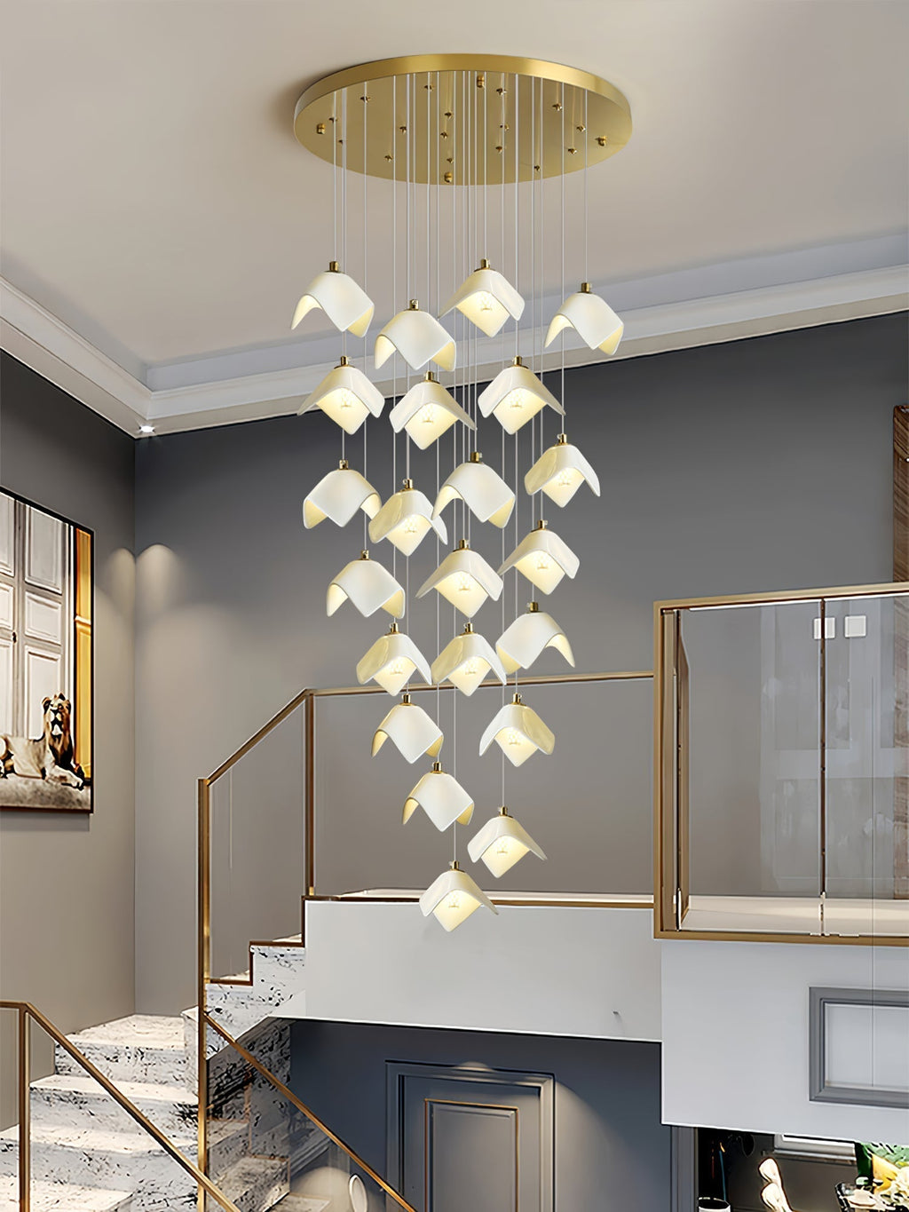 Cithayra Chandelier Géométrique en Verre et Laiton - Neutralighting