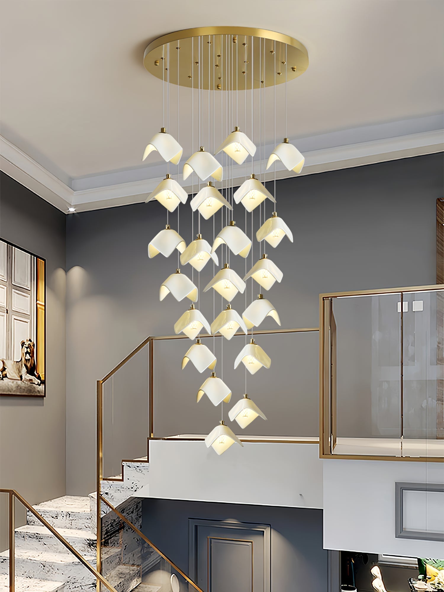 Cithayra Chandelier Géométrique en Verre et Laiton - Neutralighting