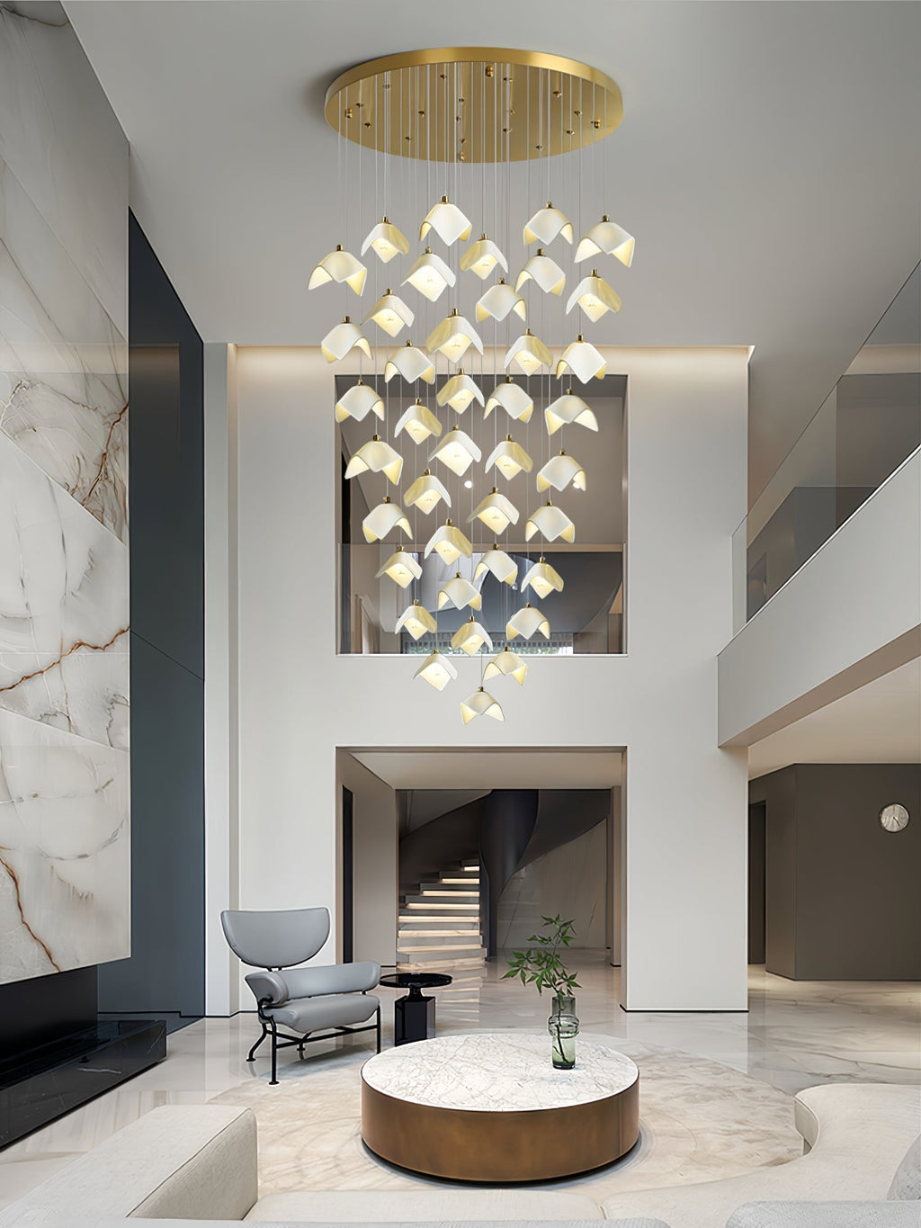 Cithayra Chandelier Géométrique en Verre et Laiton - Neutralighting