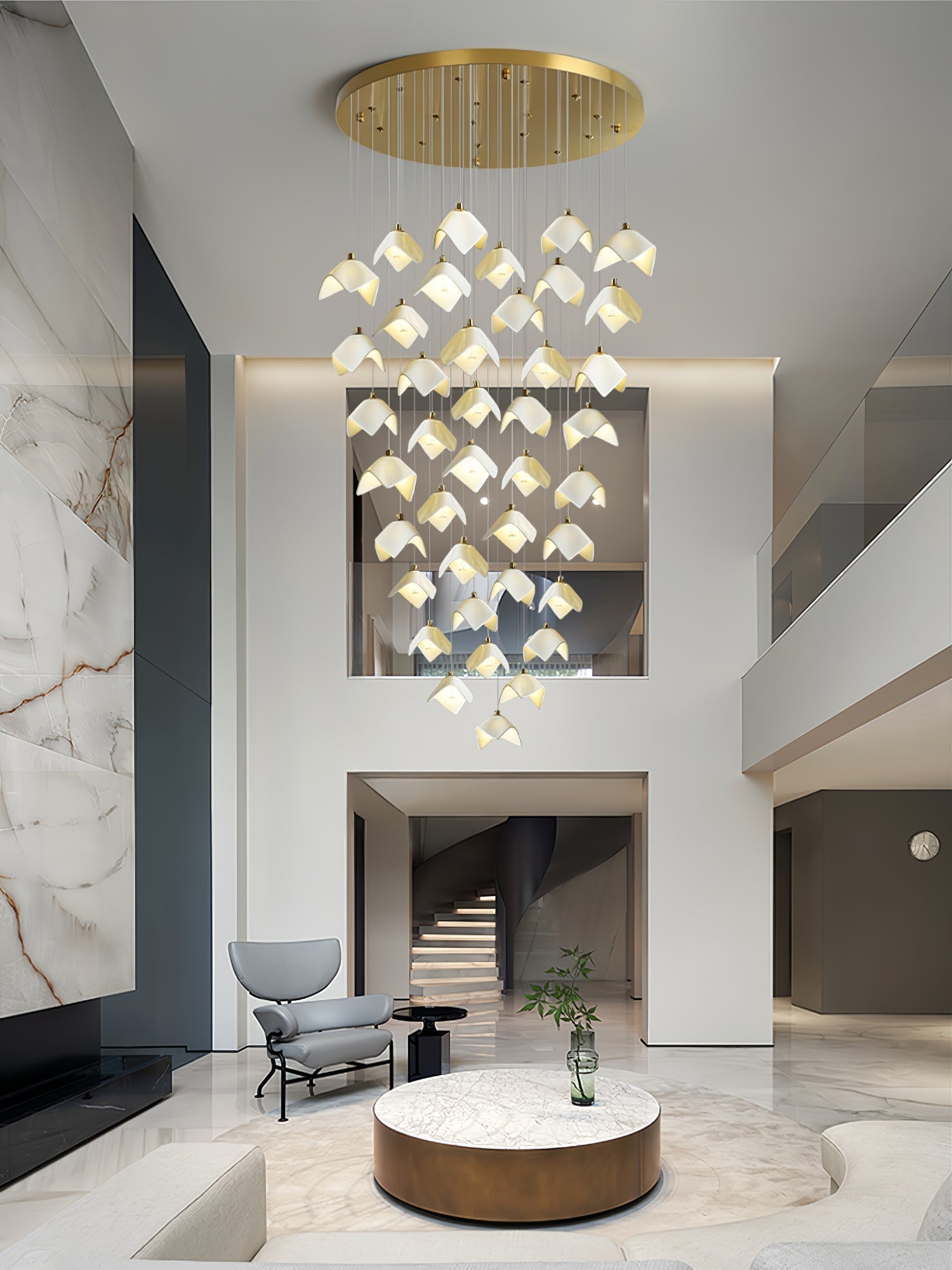 Cithayra Chandelier Géométrique en Verre et Laiton - Neutralighting