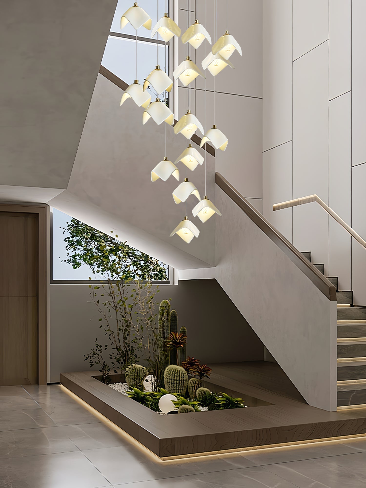 Cithayra Chandelier Géométrique en Verre et Laiton - Neutralighting
