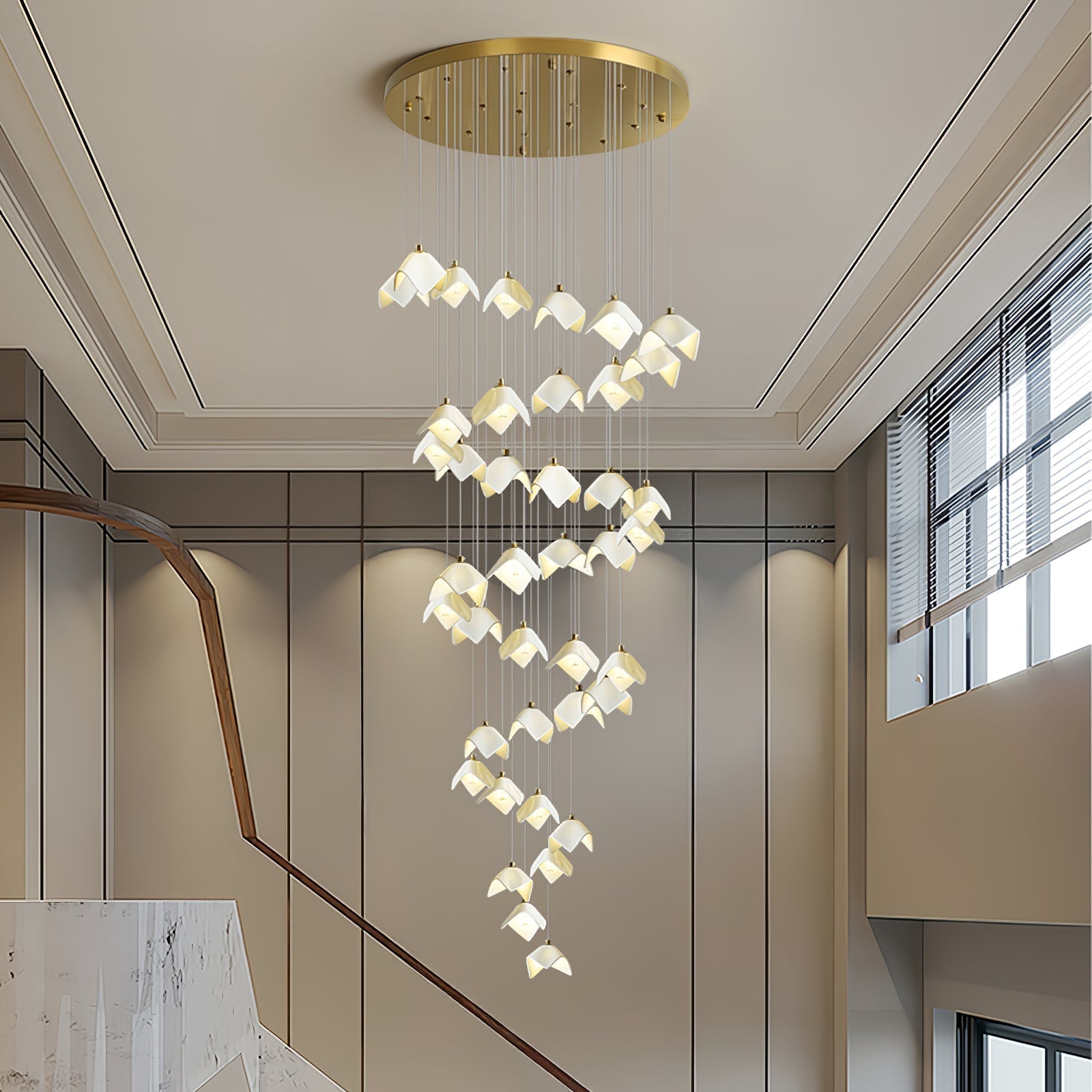 Cithayra Chandelier Géométrique en Verre et Laiton - Neutralighting