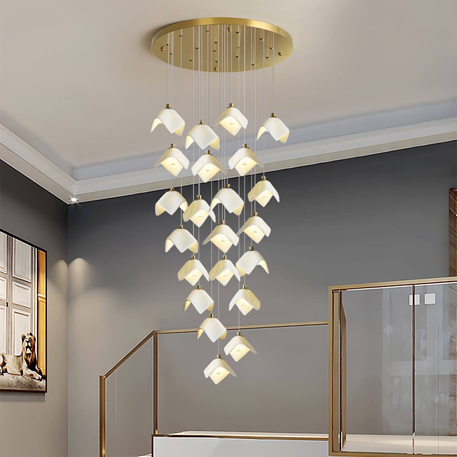 Cithayra Chandelier Géométrique en Verre et Laiton - Neutralighting
