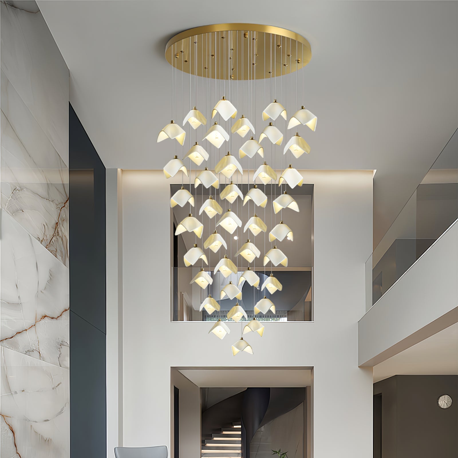 Cithayra Chandelier Géométrique en Verre et Laiton - Neutralighting