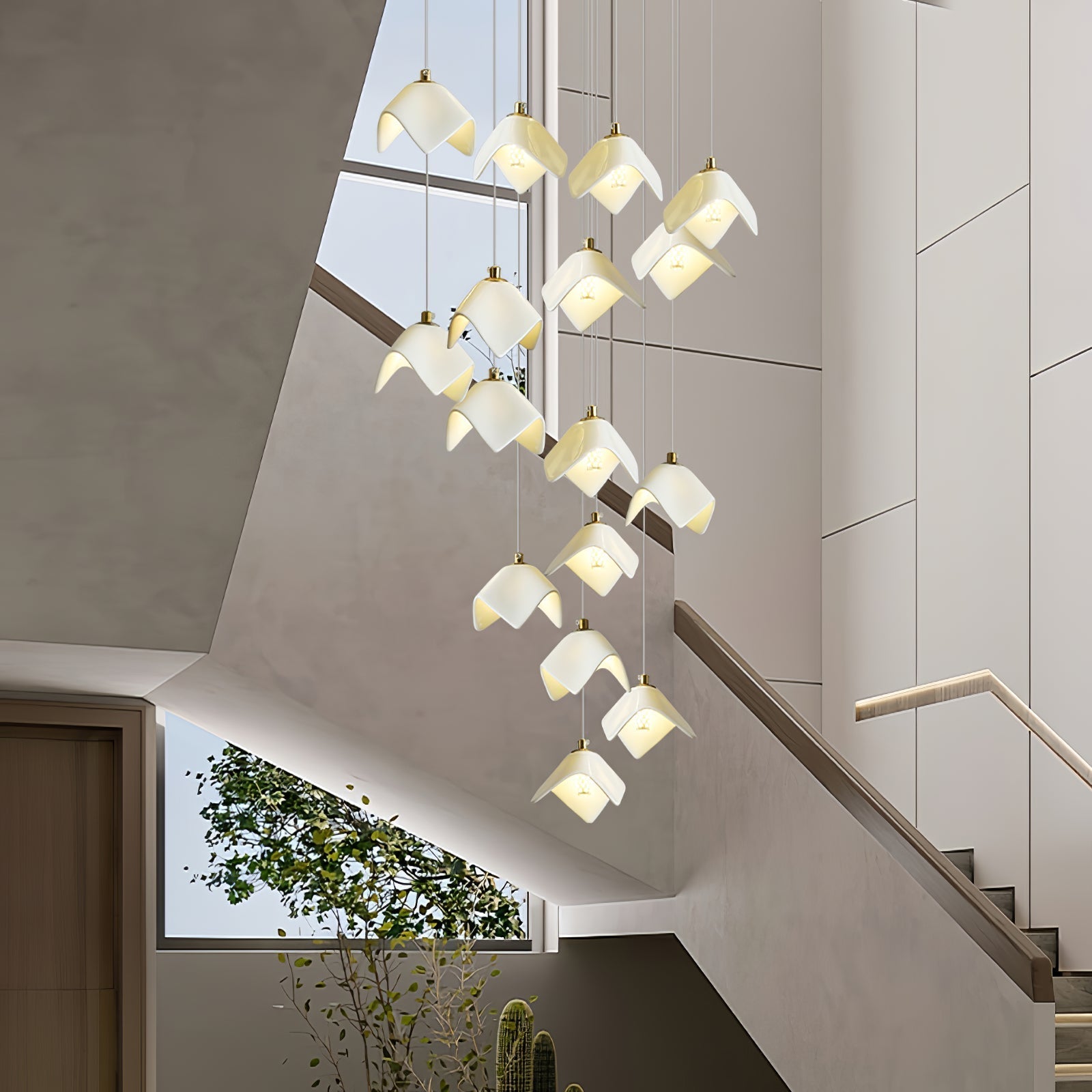 Cithayra Chandelier Géométrique en Verre et Laiton - Neutralighting