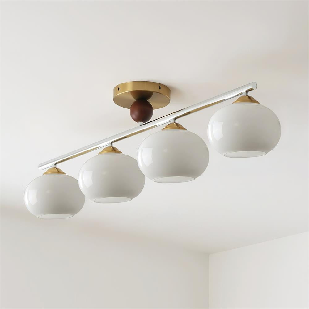 Aubrelle Plafonnier Globe 4 Lumières Verre Ambre - Neutralighting