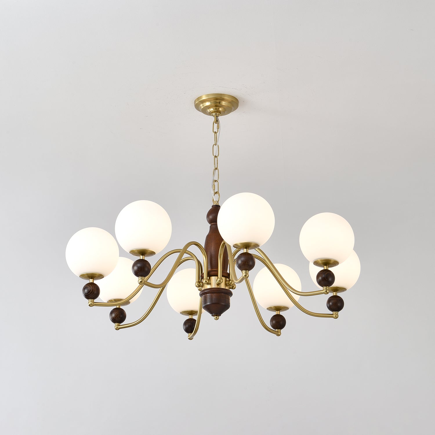 Lustra Chandelier Bois Laiton Globe - Neutralighting