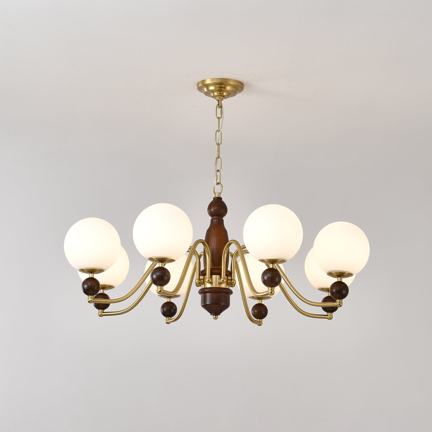 Lustra Chandelier Bois Laiton Globe - Neutralighting