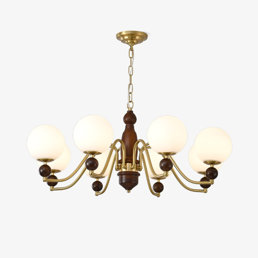 Lustra Chandelier Bois Laiton Globe - Neutralighting