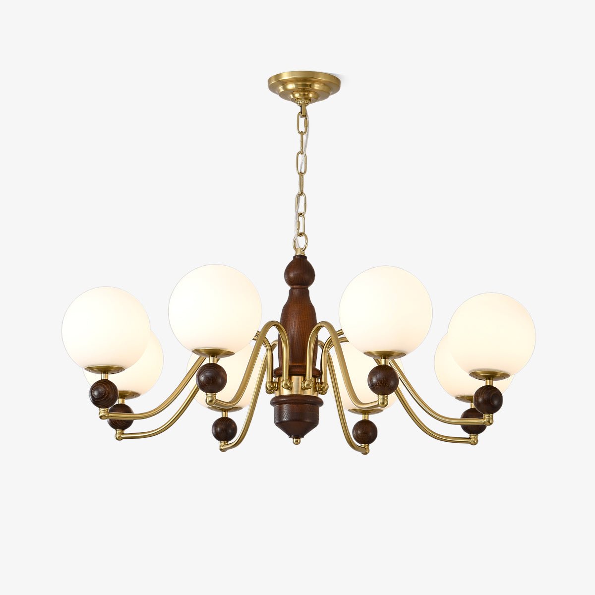 Lustra Chandelier Bois Laiton Globe - Neutralighting