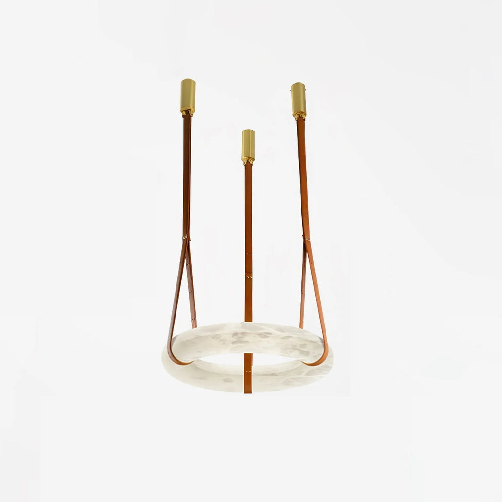 Suspension Alabaster Ring Triple lanières en cuir Nordic Luxe - Neutralighting