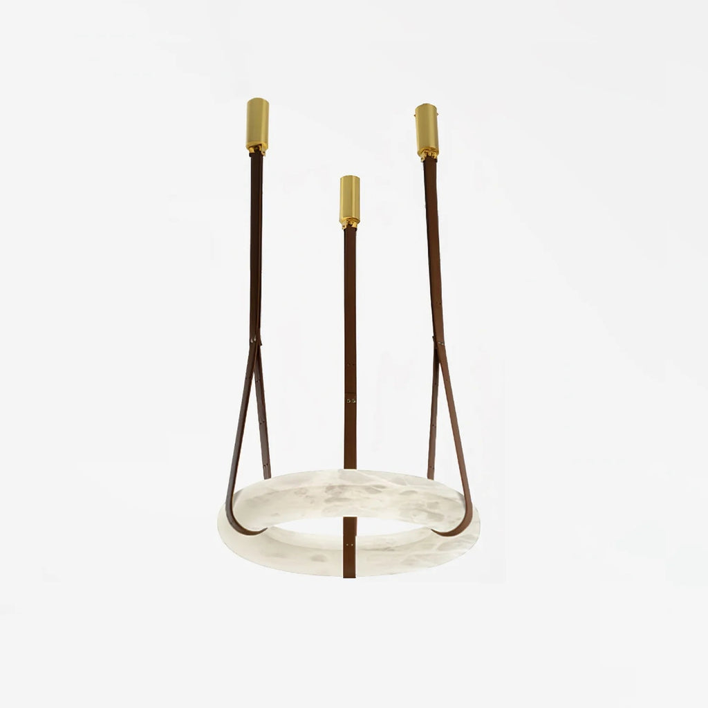 Suspension Alabaster Ring Triple lanières en cuir Nordic Luxe - Neutralighting