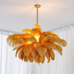 Lustra Chandelier Plume d'Autruche Grand Pied en Laiton - Neutralighting