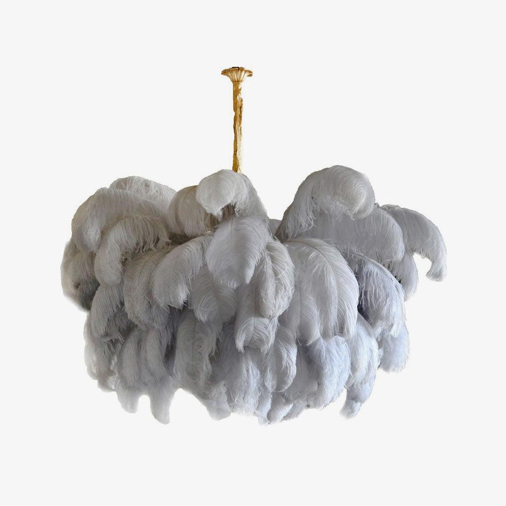 Lustra Chandelier Plume d'Autruche Grand Pied en Laiton - Neutralighting